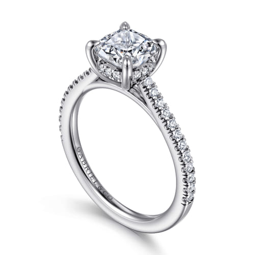 14K White Gold Cushion Cut Diamond Engagement Ring