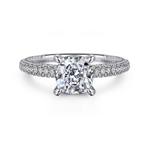 14K White Gold Cushion Cut Diamond Engagement Ring