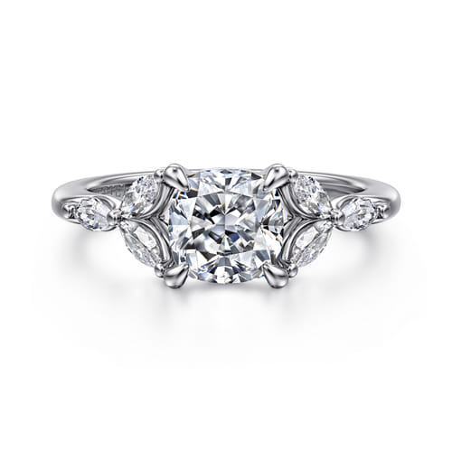 14K White Gold Cushion Cut Diamond Engagement Ring
