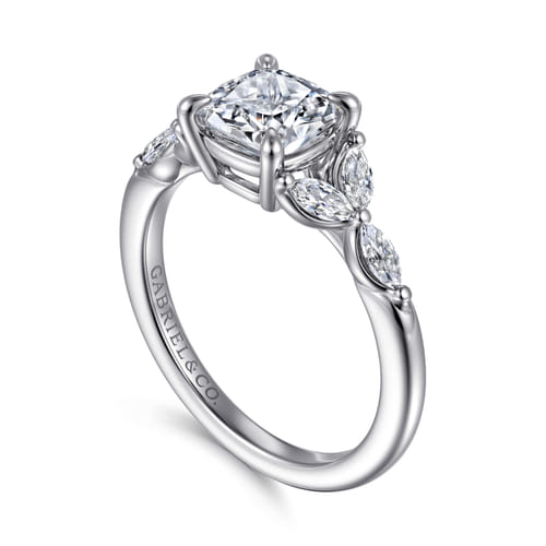 14K White Gold Cushion Cut Diamond Engagement Ring