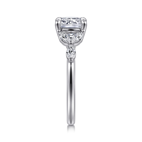 14K White Gold Cushion Cut Diamond Engagement Ring