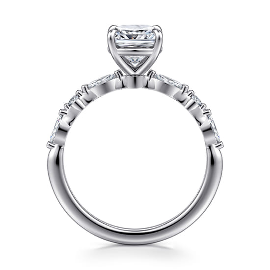 14K White Gold Cushion Cut Diamond Engagement Ring angle 2