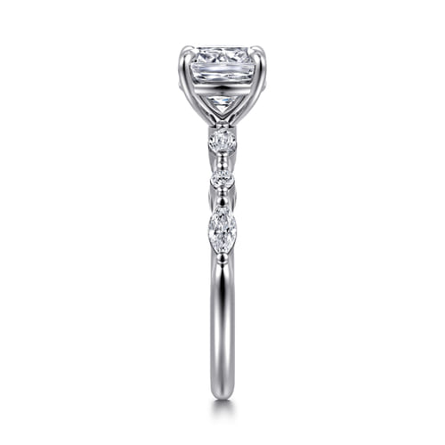 14K White Gold Cushion Cut Diamond Engagement Ring