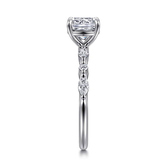 14K White Gold Cushion Cut Diamond Engagement Ring angle 5