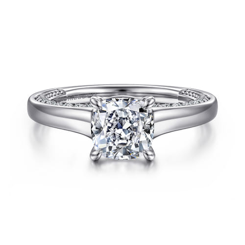 14K White Gold Cushion Cut Diamond Engagement Ring