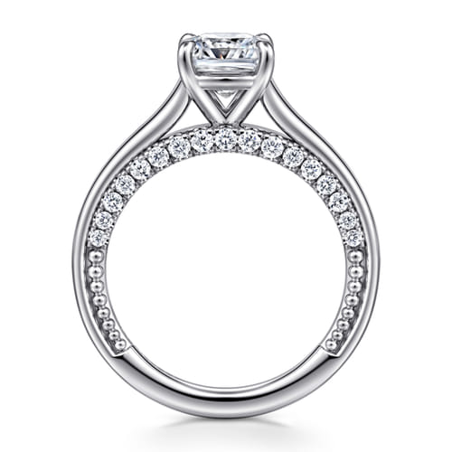 14K White Gold Cushion Cut Diamond Engagement Ring