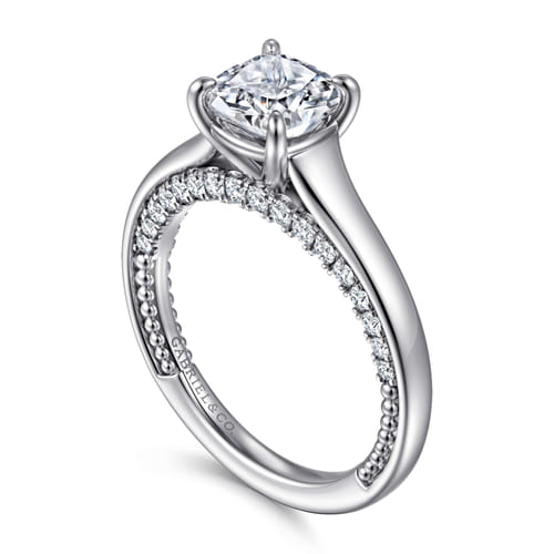 14K White Gold Cushion Cut Diamond Engagement Ring
