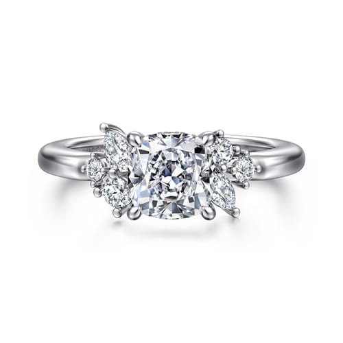 14K White Gold Cushion Cut Diamond Engagement Ring