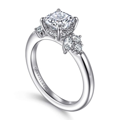 14K White Gold Cushion Cut Diamond Engagement Ring