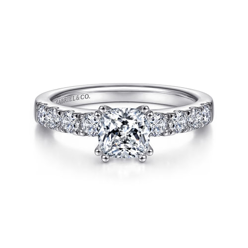 14K White Gold Cushion Cut Diamond Engagement Ring