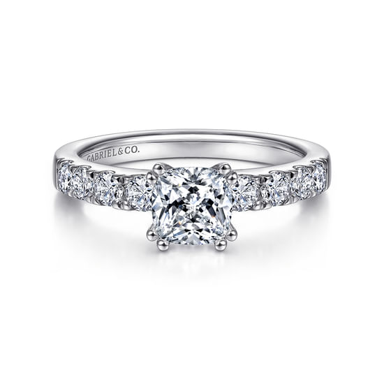 Gabriel - 14K White Gold Cushion Cut Diamond Engagement Ring