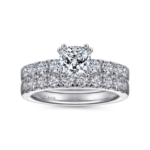 14K White Gold Cushion Cut Diamond Engagement Ring