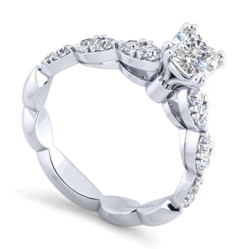 14K White Gold Cushion Cut Diamond Engagement Ring