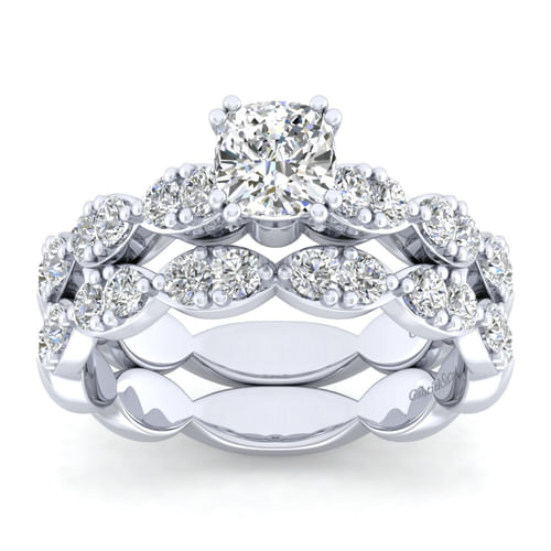 14K White Gold Cushion Cut Diamond Engagement Ring
