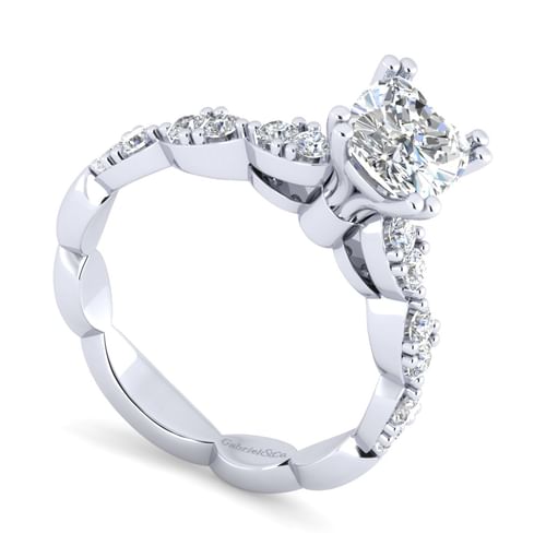 14K White Gold Cushion Cut Diamond Engagement Ring