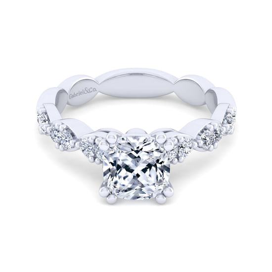 Gabriel - 14K White Gold Cushion Cut Diamond Engagement Ring