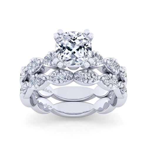 14K White Gold Cushion Cut Diamond Engagement Ring