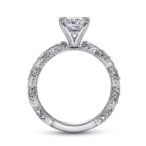 14K White Gold Cushion Cut Diamond Engagement Ring