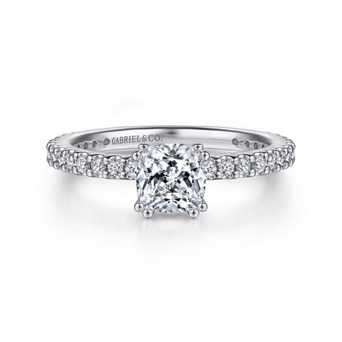14K White Gold Cushion Cut Diamond Engagement Ring