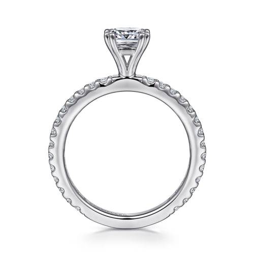 14K White Gold Cushion Cut Diamond Engagement Ring