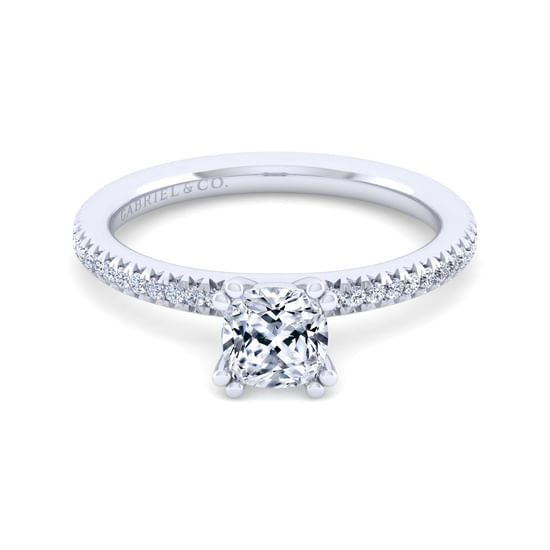 Gabriel - 14K White Gold Cushion Cut Diamond Engagement Ring