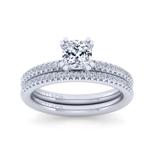 14K White Gold Cushion Cut Diamond Engagement Ring