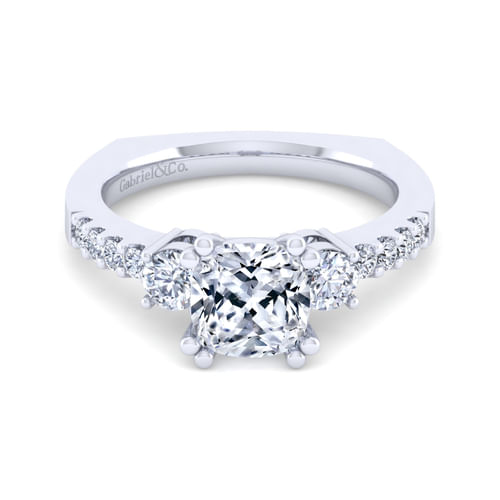 14K White Gold Cushion Cut Diamond Engagement Ring