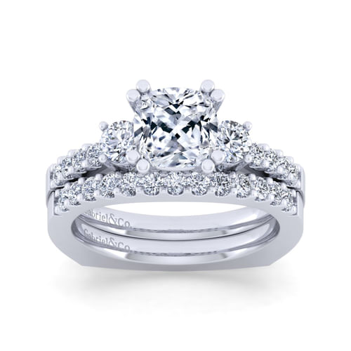 14K White Gold Cushion Cut Diamond Engagement Ring