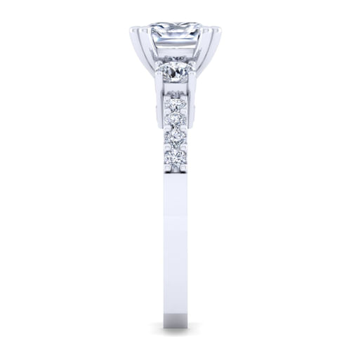 14K White Gold Cushion Cut Diamond Engagement Ring