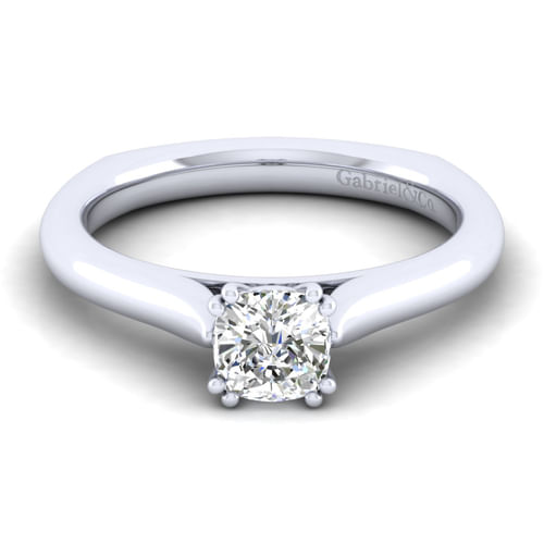 14K White Gold Cushion Cut Diamond Engagement Ring