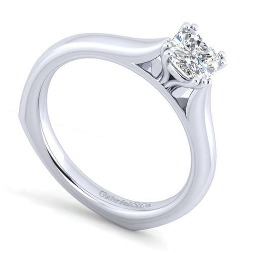 14K White Gold Cushion Cut Diamond Engagement Ring