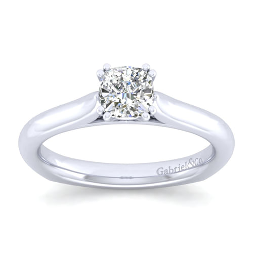14K White Gold Cushion Cut Diamond Engagement Ring