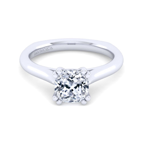 14K White Gold Cushion Cut Diamond Engagement Ring