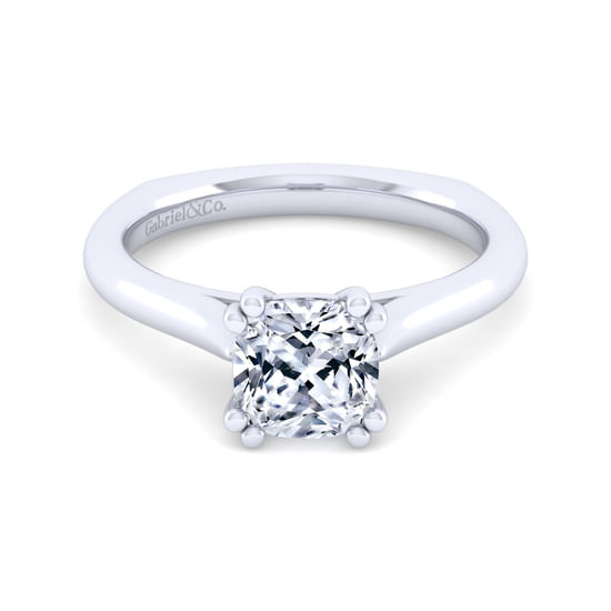 Gabriel - 14K White Gold Cushion Cut Diamond Engagement Ring