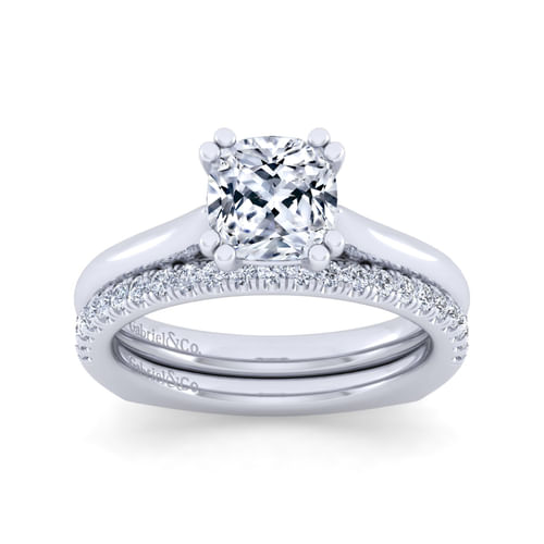 14K White Gold Cushion Cut Diamond Engagement Ring