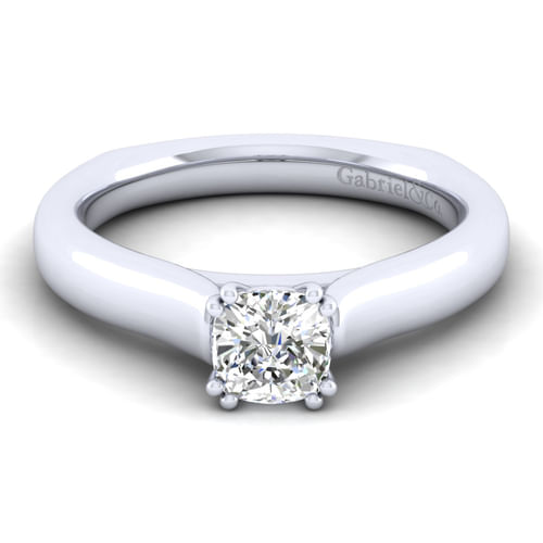 14K White Gold Cushion Cut Diamond Engagement Ring