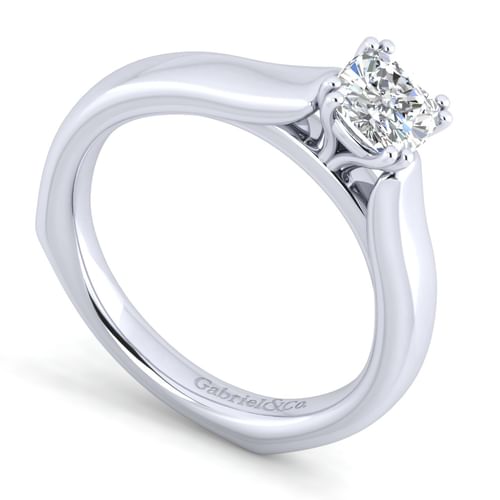 14K White Gold Cushion Cut Diamond Engagement Ring