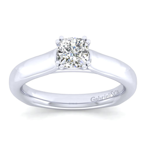 14K White Gold Cushion Cut Diamond Engagement Ring