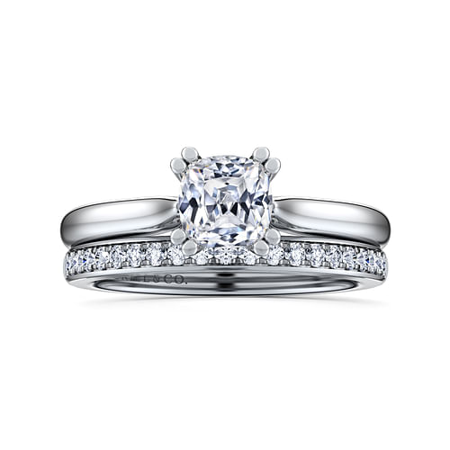 14K White Gold Cushion Cut Diamond Engagement Ring