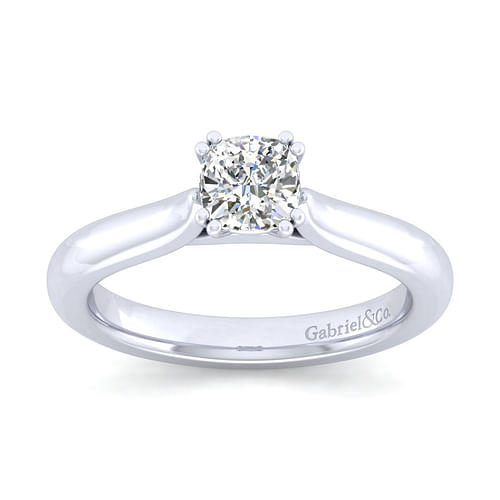 14K White Gold Cushion Cut Diamond Engagement Ring