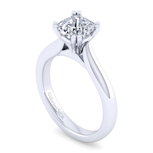 14K White Gold Cushion Cut Diamond Engagement Ring