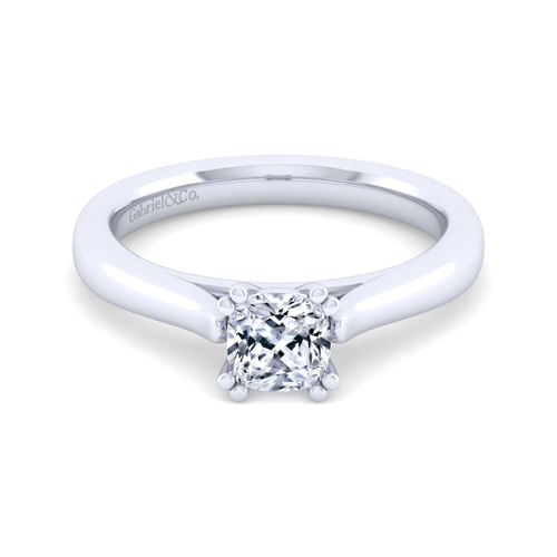 14K White Gold Cushion Cut Diamond Engagement Ring