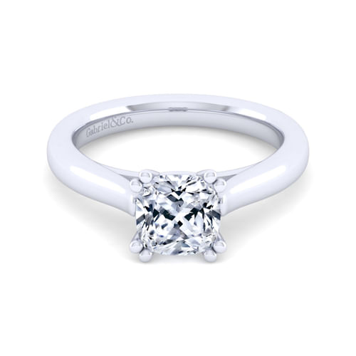 14K White Gold Cushion Cut Diamond Engagement Ring