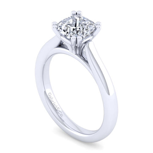 14K White Gold Cushion Cut Diamond Engagement Ring