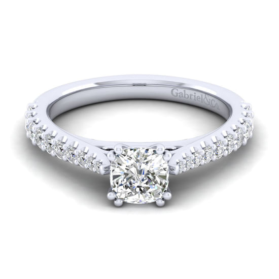 Gabriel - 14K White Gold Cushion Cut Diamond Engagement Ring