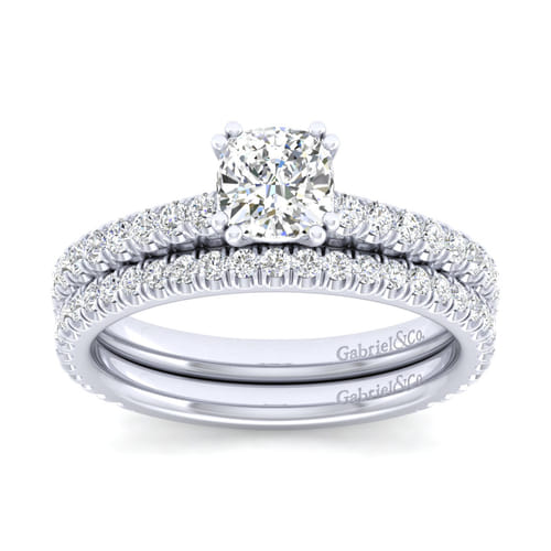 14K White Gold Cushion Cut Diamond Engagement Ring