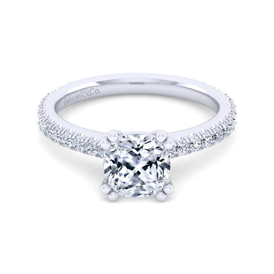 Gabriel - 14K White Gold Cushion Cut Diamond Engagement Ring