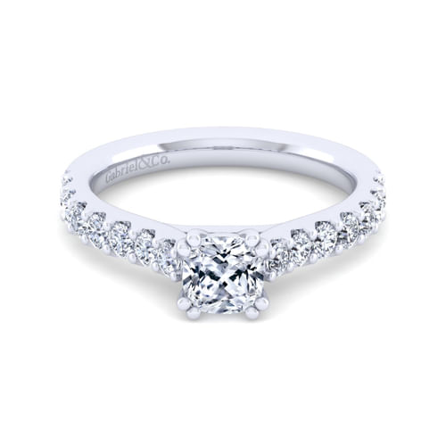 14K White Gold Cushion Cut Diamond Engagement Ring
