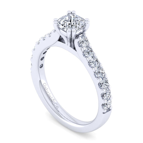 14K White Gold Cushion Cut Diamond Engagement Ring
