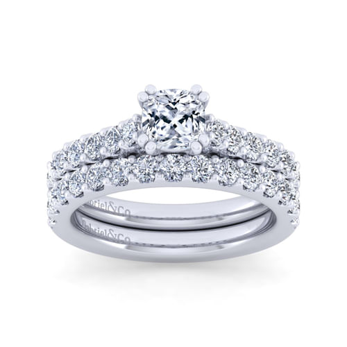 14K White Gold Cushion Cut Diamond Engagement Ring